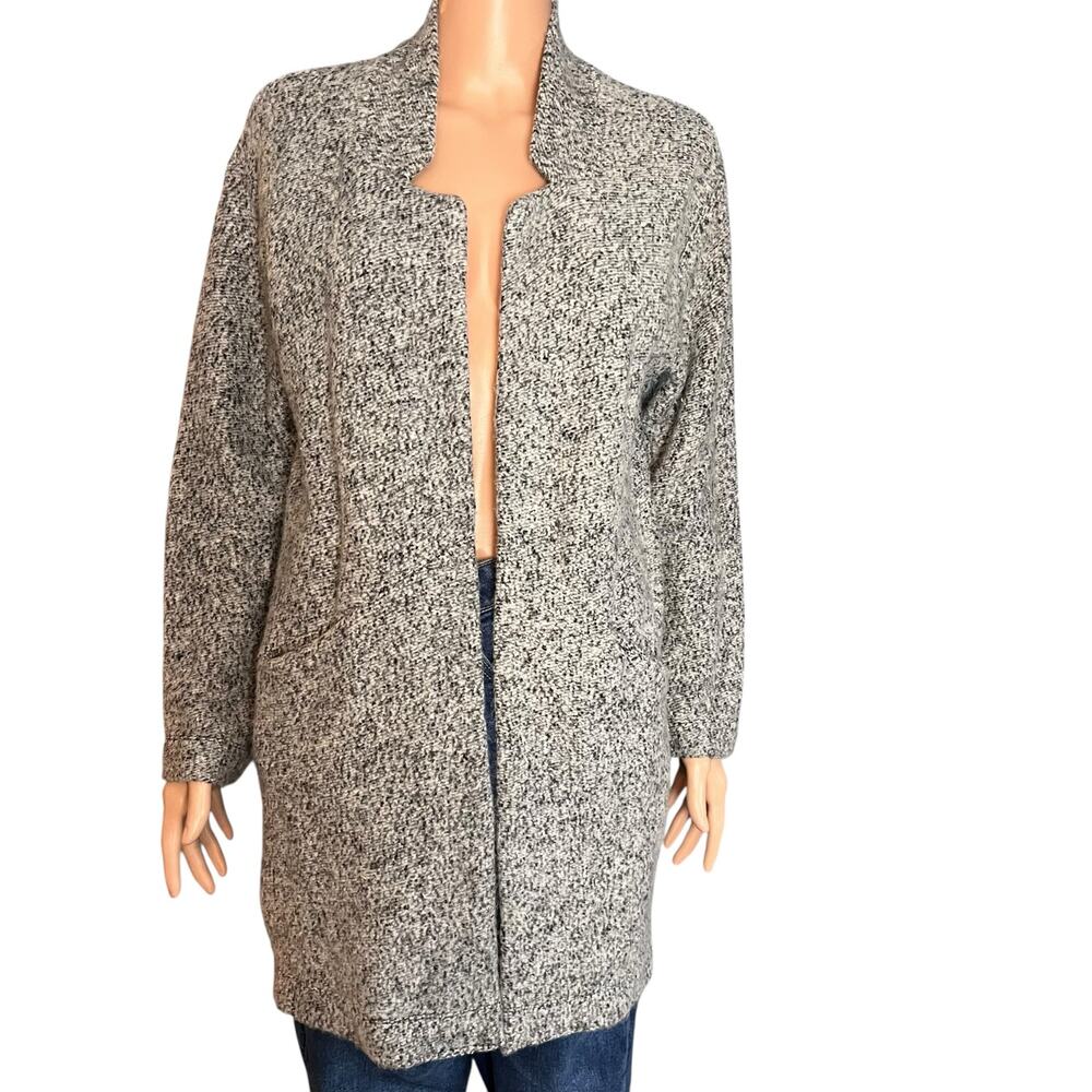 Zara Soft Marled Gray Open Duster Cardigan Med Minimalist Cotton Blend Cozycore